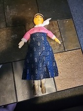 Bambola in porcellana e stoffa 16" vintage fatta a mano arte popolare, BIANCHINI Made in Italy 