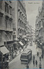RARA CARTOLINA NAPOLI NAPLES VIA CHIAIA ANIMATISSIMA NV ED. BRUNNER