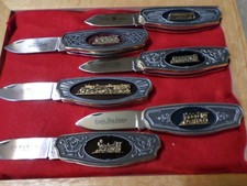 Coltello da collezione locomotiva ferrovia leggenda Franklin come nuovo 6 coltelli / vetrina