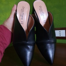 Sabot donna a punta tacco basso ecopelle nero soletta vera pelle Onde Piane N 37