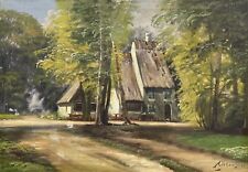 Antico Quadro A Impressionista Johansen Paesaggio Con Waldhaus Capanno di Caccia