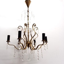 Lampada a sospensione ottone cristallo lampadario vetro molato cristalli prismi candelabro