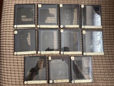 11 diapositive lanterna magica in vetro WW1 - danni bomba / rovine / prigionieri di guerra Francia Germania