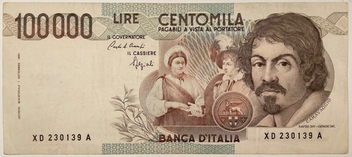 100000 lire caravaggio 1º - caravaggio,