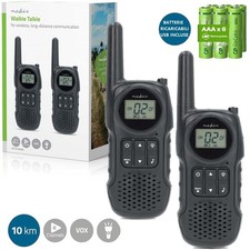 SET WALKIE TALKIE COPPIA RICETRASMITTENTE 10KM 8CANALI LUCE LED USB NEDIS ITALIA