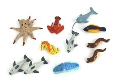 Collezione Set x11 Animali Marini Pesci IN PLASTICA Piccoli Mignon Mini VINTAGE 