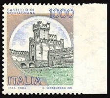 Castelli Lire 1.000 varietà non dentellato a destra
