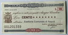 Miniassegno Il Banco di Santo Spirito L.100 - Esattoria Comunale di Napoli