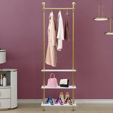 Iron Gold Clothes Rack Shelves