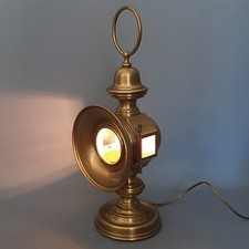 Antica Lampada da Tavolo in Ottone Stile Fanale Auto Elettrificata Vintage 1950