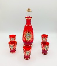 Antico Set Di Bottiglia Con Bicchieri In Vetro Di Murano Anni 50