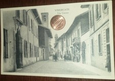 Cartolina d'epoca paesagg Italia Lombardia Monza Vimercate Via Cavour calesse