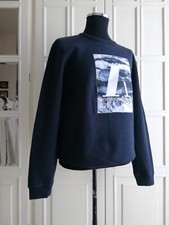 Felpa uomo Emporio Armani blu scuro logo A jacquard cotone XL Made in Italy