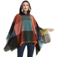 Poncho donna mantello tartan
