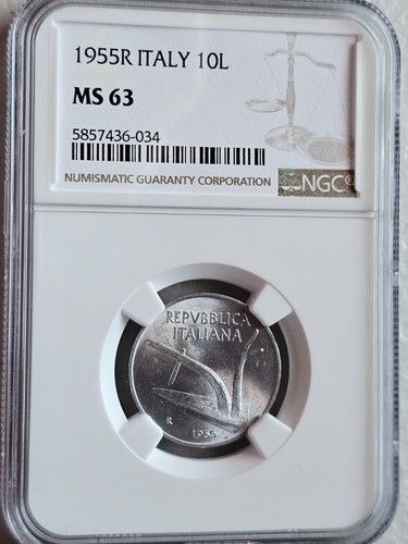 Italy lire 1955r ngc - italy, 10