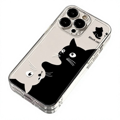 Black white cat cartoon - white,