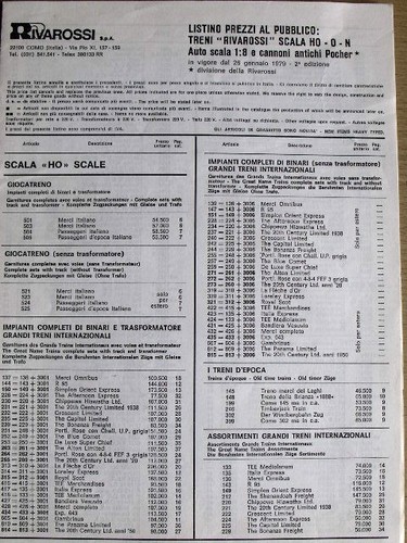 Listino prezzi rivarossi treni - listino,