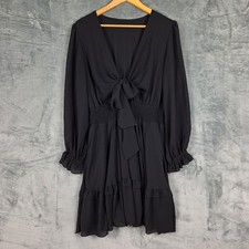 Abito donna XL nero tuffo volant romantico gotico fata grunge stravagante a strati