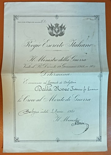 Diploma della croce merito - al,