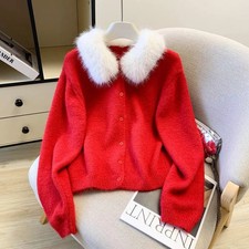 Cardigan donna rosso colletto - rosso,