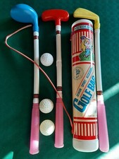 MAZZE DA GOLF GIOCATTOLO CEPIRATTI ANNI 80 CON TUBO CONTENITORE E PALLINE.