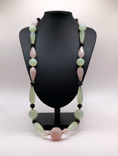 Collana granato giada quarzo - collana, giada,