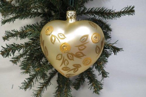 Ornamento cuore oro gonfio - ornamento,