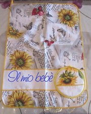 Set Strofinaccio Canovaccio Cucina Con Presina TELA Aida Da Ricamare Girasole 