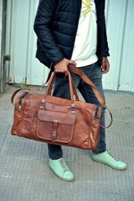 Overnight Brown nuovo bagaglio da viaggio uomo palestra vintage overnight mar...