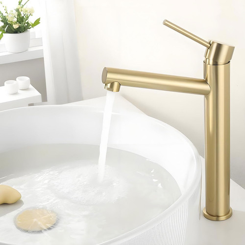 Rubinetto lavabo alto oro - rubinetto,