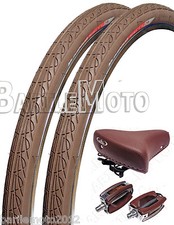 Sella Montegrappa + Pedali + N°2 Copertone 26 x 1.3/8 Bici Olanda Epoca MARRONE