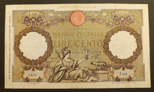 100 lire 1939 bb - lire,