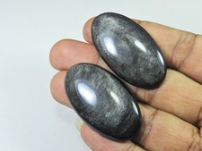 Pietra ovale ossidiana argento