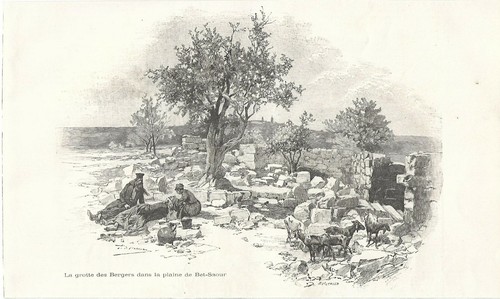 Stampa antica palestina grotta - antica,