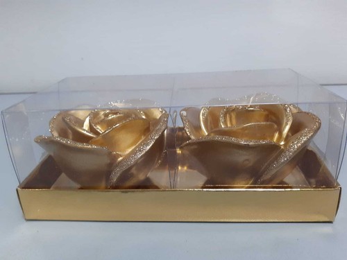 Set 2pz candele rosa dorate - candele,