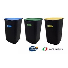 Set 3 Pattumiere Raccolta Differenziata Bidone Pattumiera Spazzatura 50 Litri