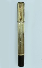 Stilografica "LITTORIO 18 KR" penna vintage laminata oro, pennino rientrante  