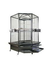 Gabbia voliera angolare per pappagalli e grandi uccelli, robusta e accessoriata