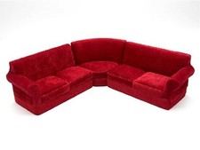 Bambole Casa Moderno Rosso Velluto Angolo Divano Miniatura Soggiorno Arredamento