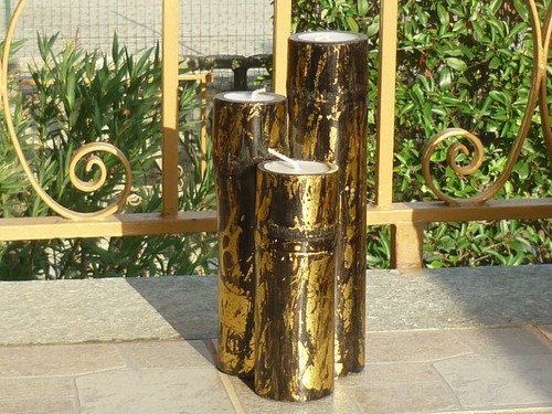 Candela cera con bamboo oro - candela,