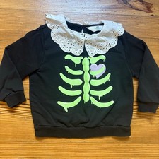 Felpa H&M nera scheletro pizzo colletto manica lunga TAGLIA 4T