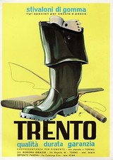 PUBBLICITA' 1965 TRENTO STIVALI GOMMA O.REBORA SPECIALI PER CACCIA PESCA FUCILE