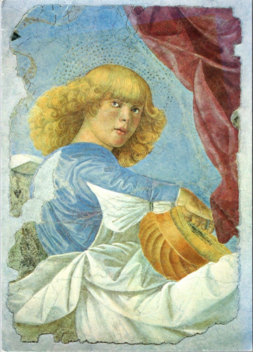 Cartolina arte angelo musicale - cartolina,