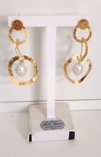 ORECCHINI DONNA ORO ETRUSCO MARTELLATO CERCHI GIALLO 750 18K BOUCLES OREILLES OR