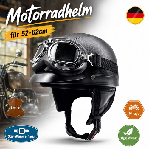 Casco jet vintage - vintage, pelle