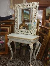 INGRESSO CONSOLE IN LEGNO, AVORIO/FOGLIA ORO CON SPECCHIERA  H CM 93X111