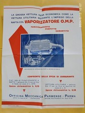 depliant pubblicitario anni '30 VAPORIZZATORE NAFTA O.M.P.  officina mecc. Parma