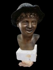 Bronzo Artista scultore Giovanni De Martino Napoli 1870/1935 scugnizzo pescatore