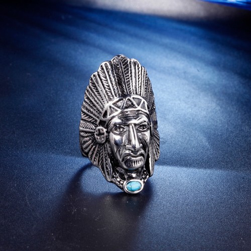 Anello uomo capo indiano - uomo, testa