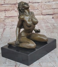 Unico Firmato Bronzo Scultura Di Legato Up Woman, Decorativa Artistico per Casa